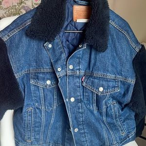 Levi Cocoon Oversized Sherpa denim Bomber jacket